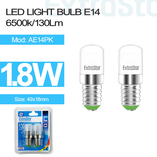 1.8W E14 T18 Mini LED Light Bulb Daylight (Pack of 2) (AE14PK)