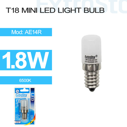 1.8W E14 T18 Mini LED Light Bulb Daylight (AE14R)