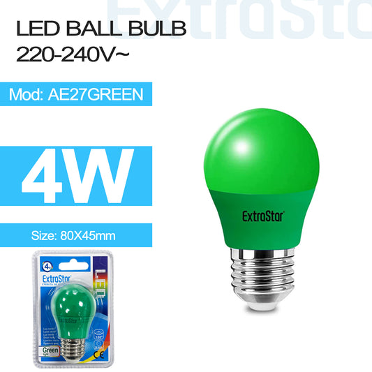 4W LED Ball Bulb E27 Green Light (AE27GREEN)