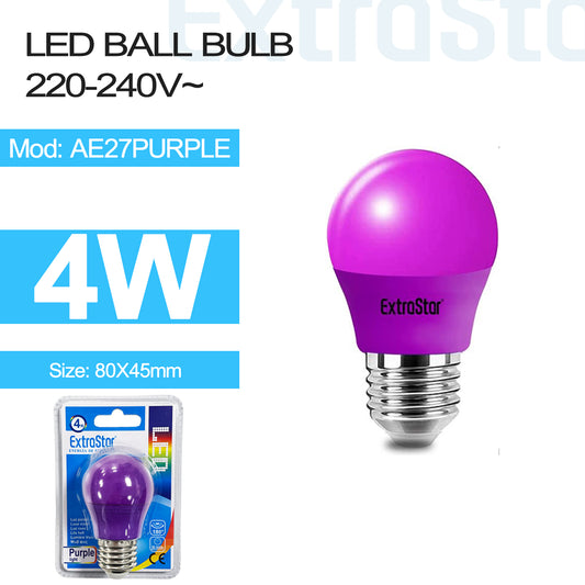 4W LED Ball Bulb E27 Purple Light (AE27PURPLE)