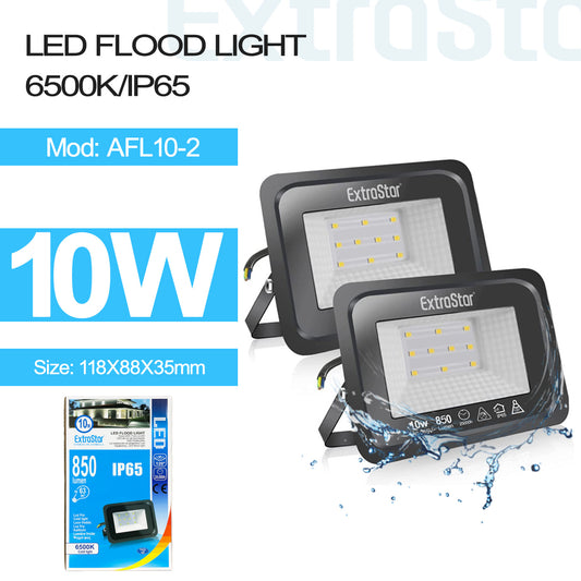 10W LED Flood Light, 6500K, IP65, Pack of 2 (AFL10-2)