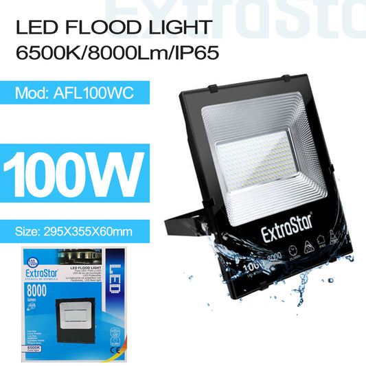 100W LED Flood Light, 6500K 8000 Lumen, IP65 (AFL100WC)