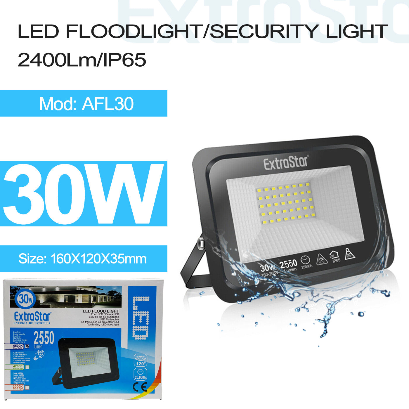 30W LED Floodlight/Security Light Cool White (AFL30)