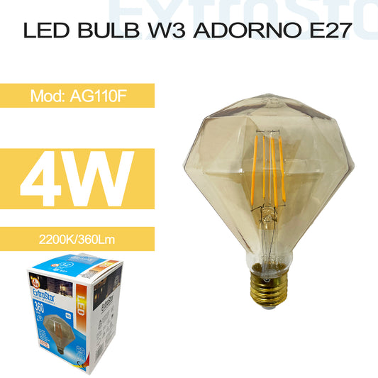 4W LED Bulb W3 ADORNO E27, 2200K, CJ50 (AG110F)