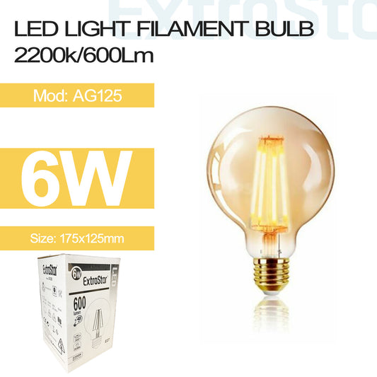 6W LED Ball Bulb Ornament E27, 2200K, CJ24 (AG125)