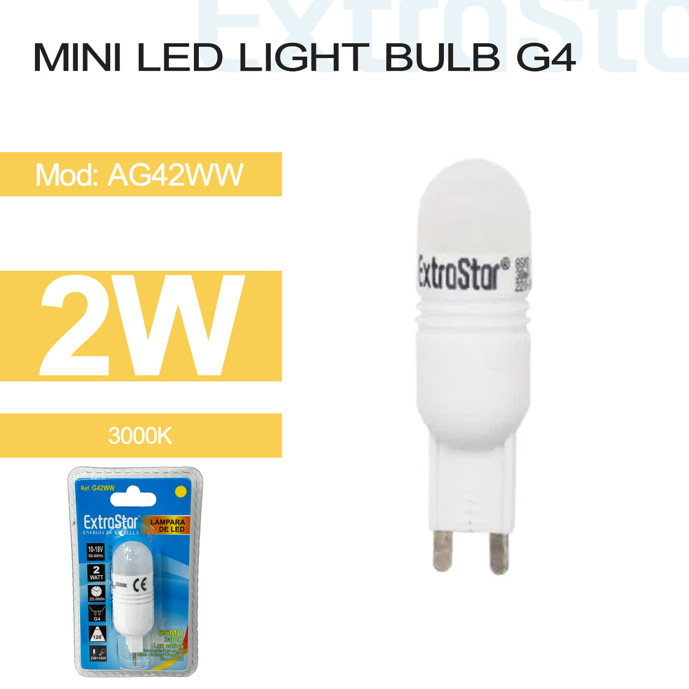 2W G4 Mini LED Bulb Warm (AG42WW)