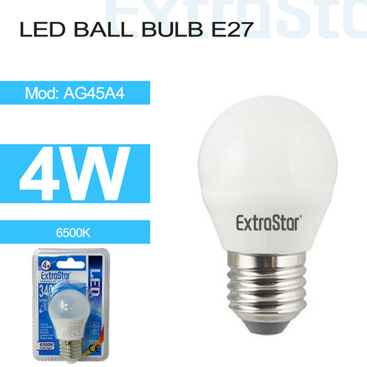 4W LED Ball Bulb E27, 6500K, Paper Box (AG45A4)