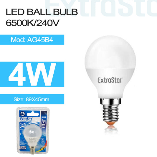 4W LED Ball Bulb E14, 6500K, Clamshell (AG45B4)