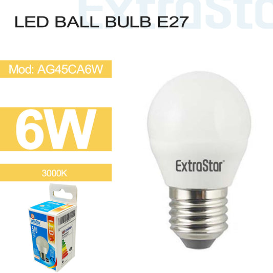 6W LED Ball Bulb E27 3000K 510lm (AG45CA6W)