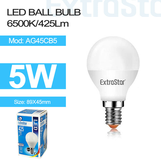 5W LED Ball Bulb E14, 6500K, Paper Box (AG45CB5)