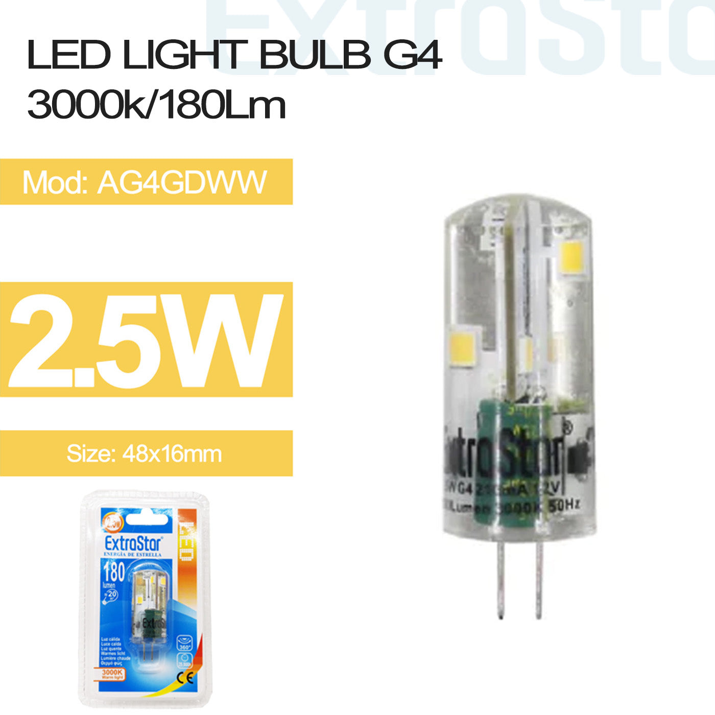 2.5W G4 Mini LED Bulb Warm (AG4GDWW)