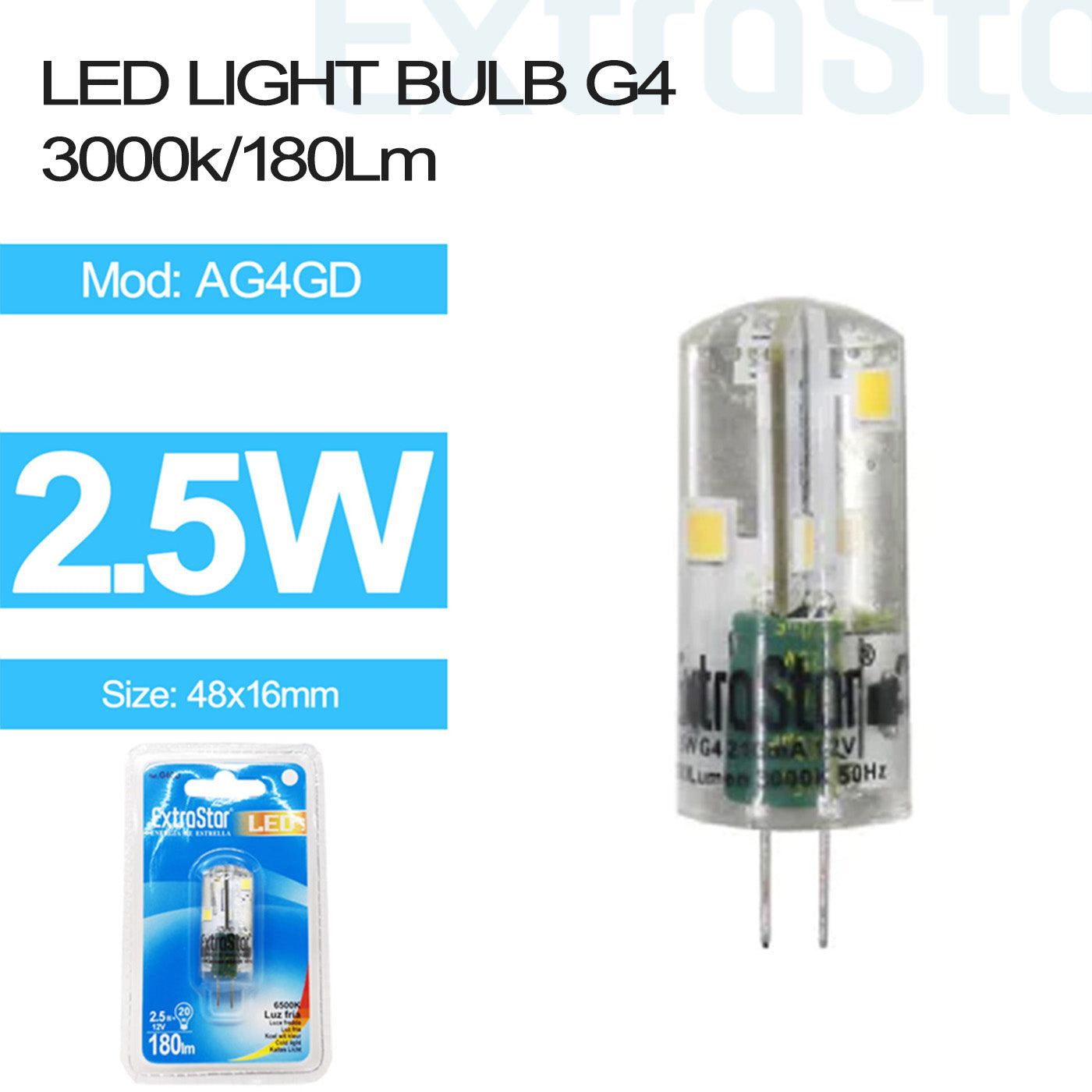 2.5W G4 Mini LED Bulb Daylight (AG4GD)