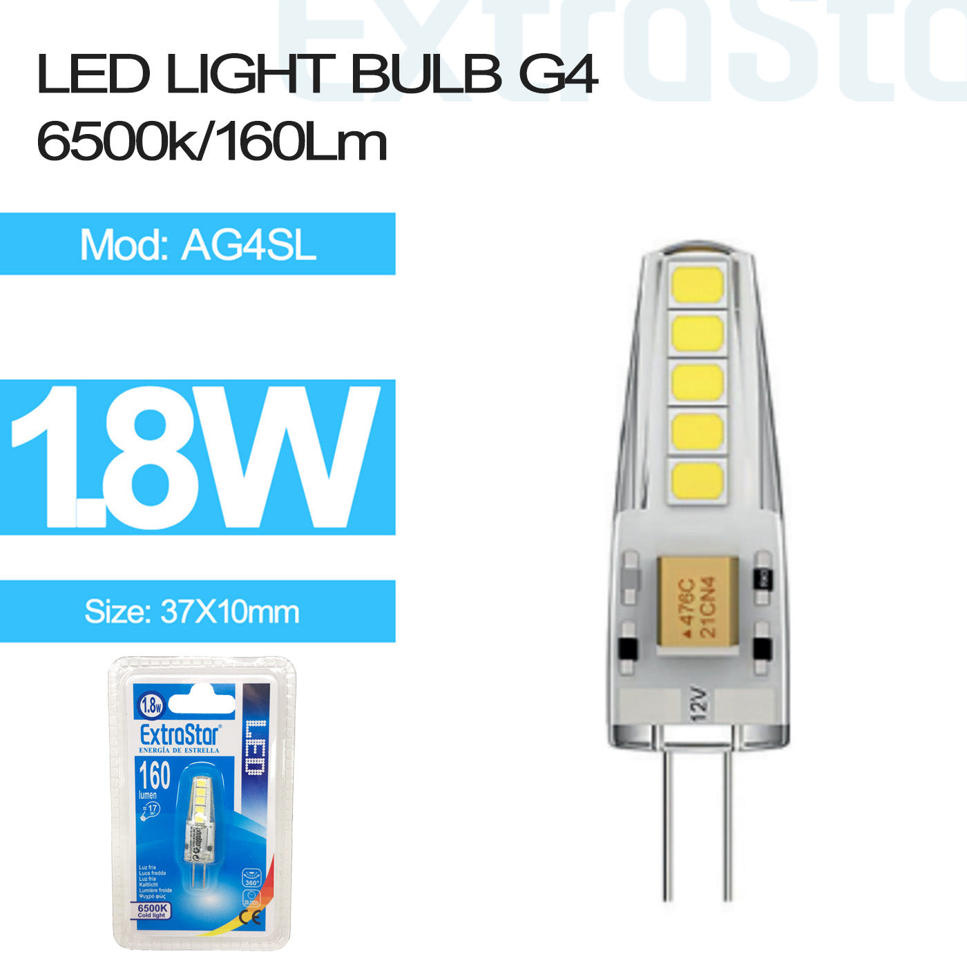 1.8W G4 Mini LED Bulb Daylight (AG4SL)