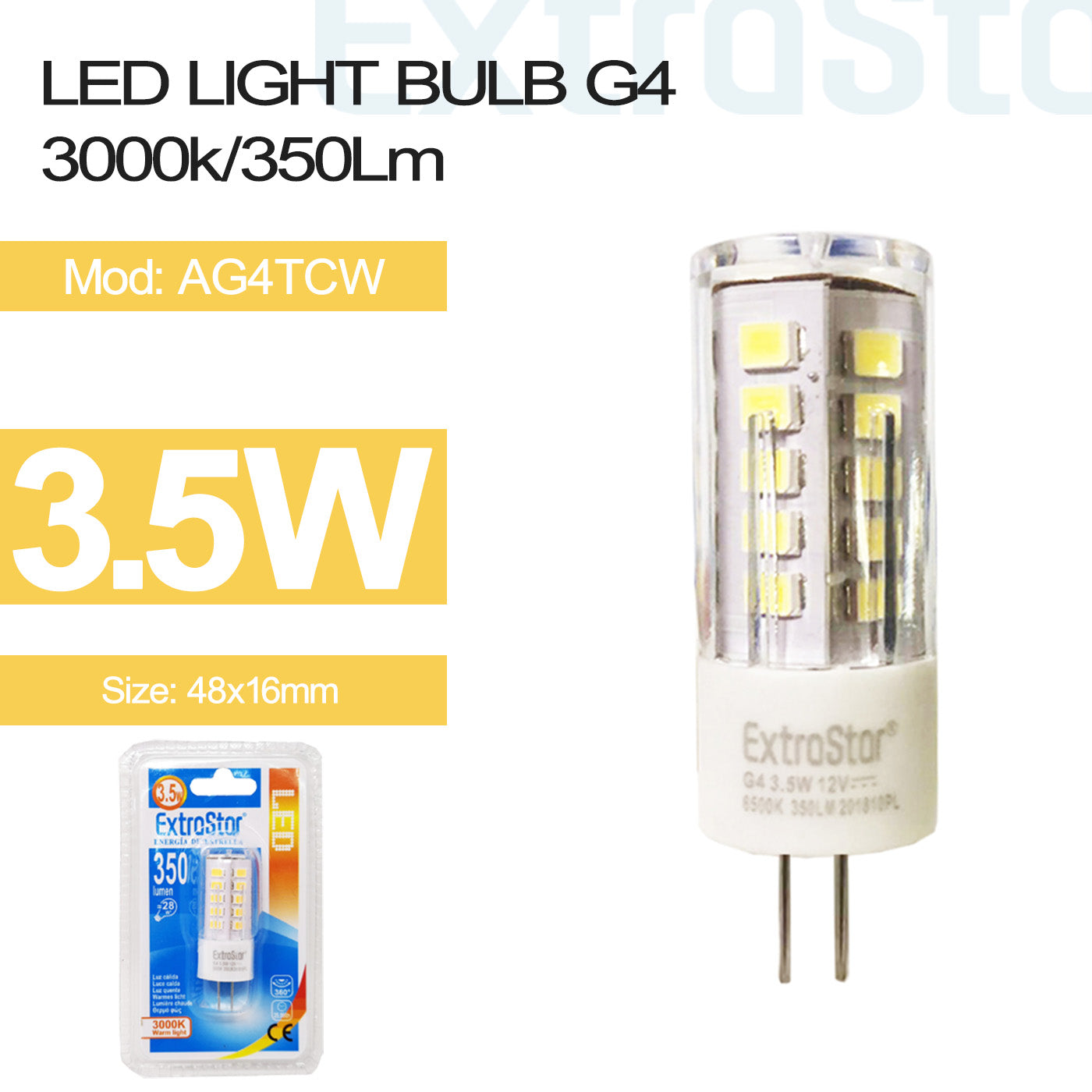 3.5W G4 Mini LED Bulb Warm (AG4TCW)