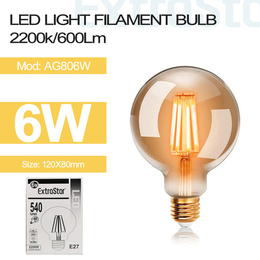6W Filament Light Bulb E27, 2200K (AG806W)