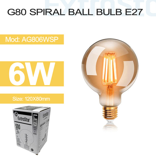 6W G80 Spiral Ball Bulb E27, 2200K (AG806WSP)
