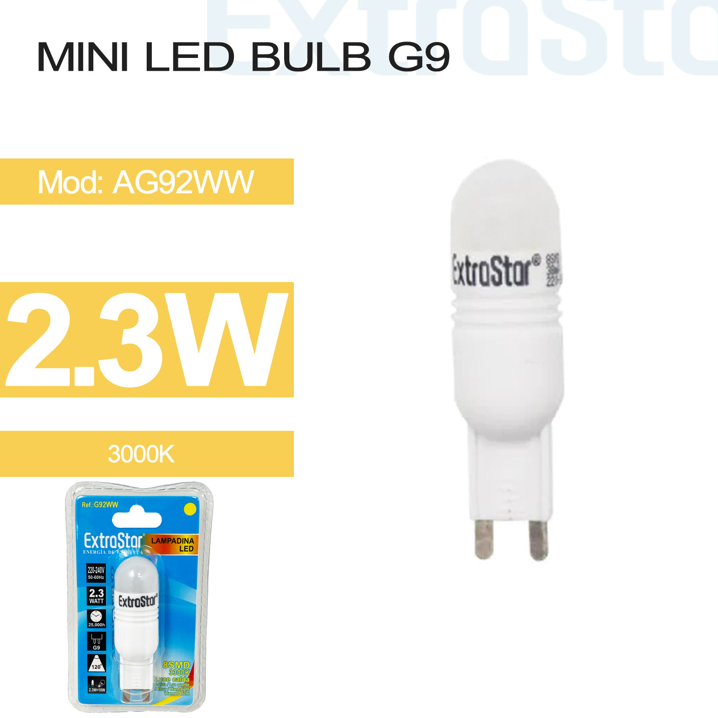 2.3W G9 Mini LED Bulb Warm (AG92WW)