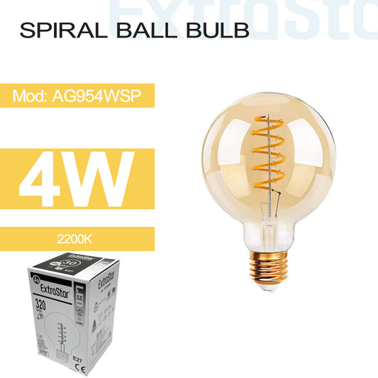 4W G95 Spiral Ball Bulb E27, 2200K (AG954WSP)