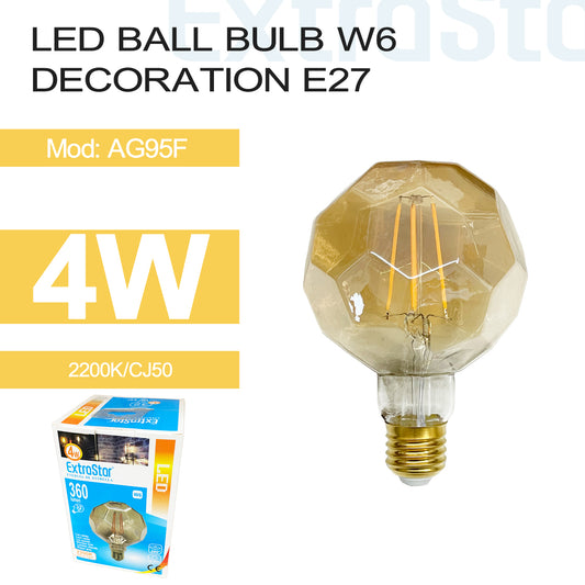 4W LED Ball Bulb W6 DECORATION E27, 2200K, CJ50  (AG95F)