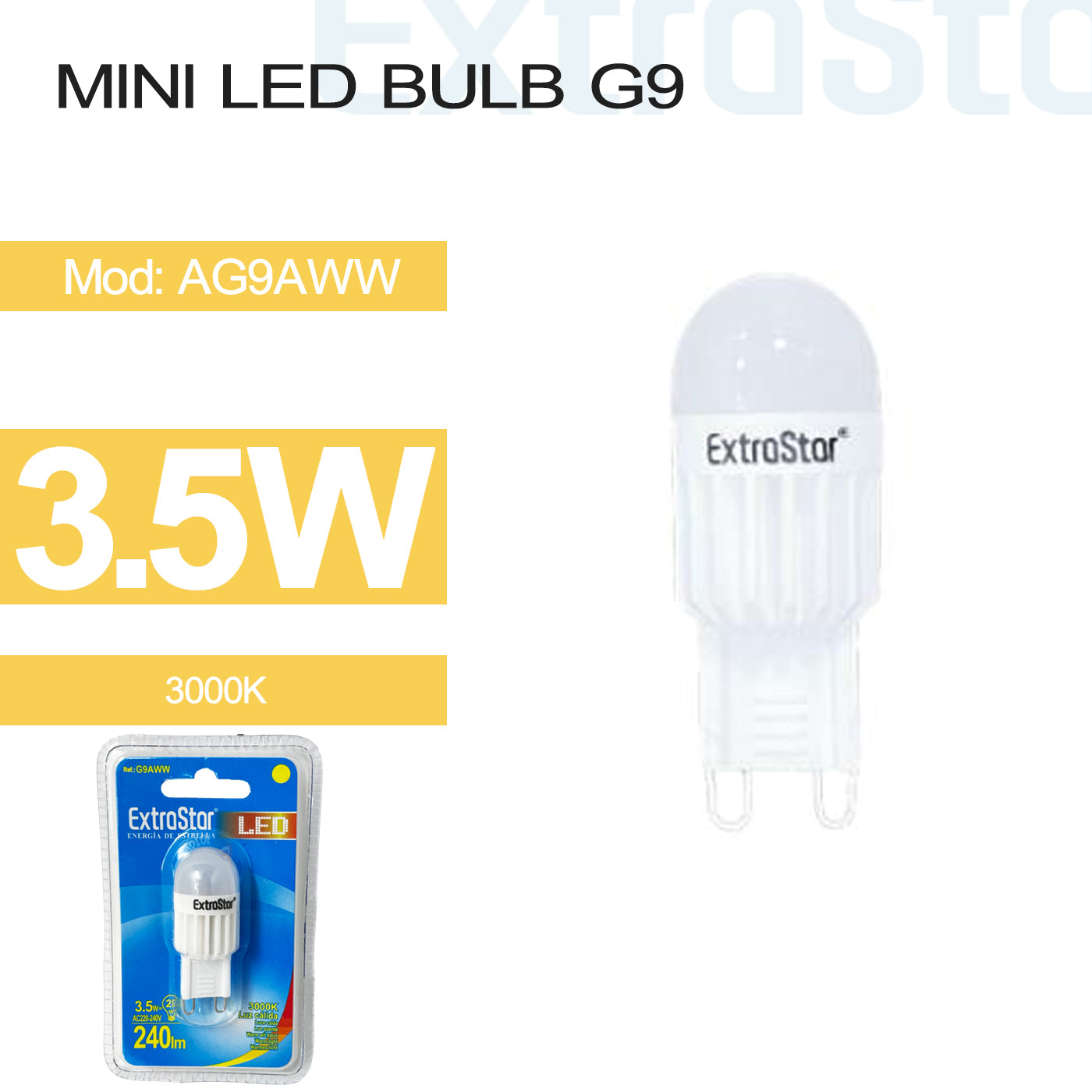 3.5W G9 Mini LED Bulb Warm (AG9AWW)