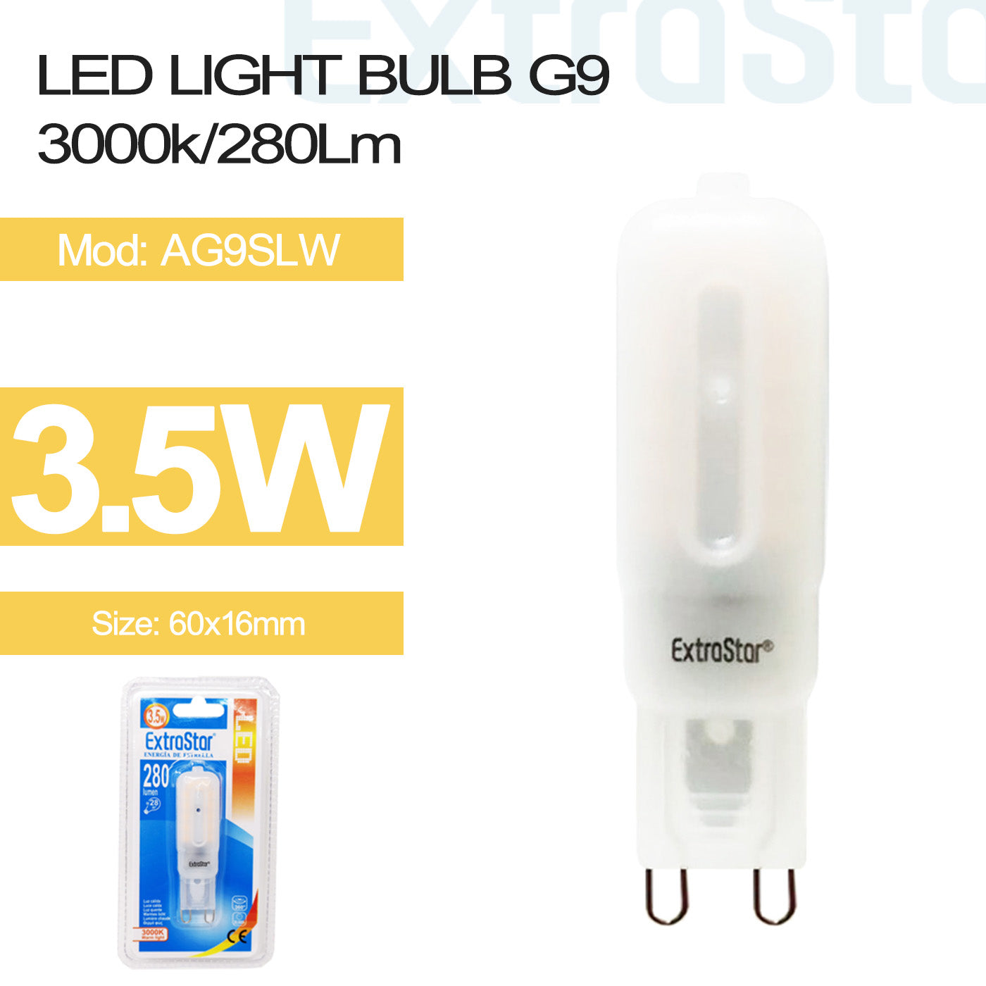 3.5W G9 Mini LED Bulb Warm (AG9SLW)