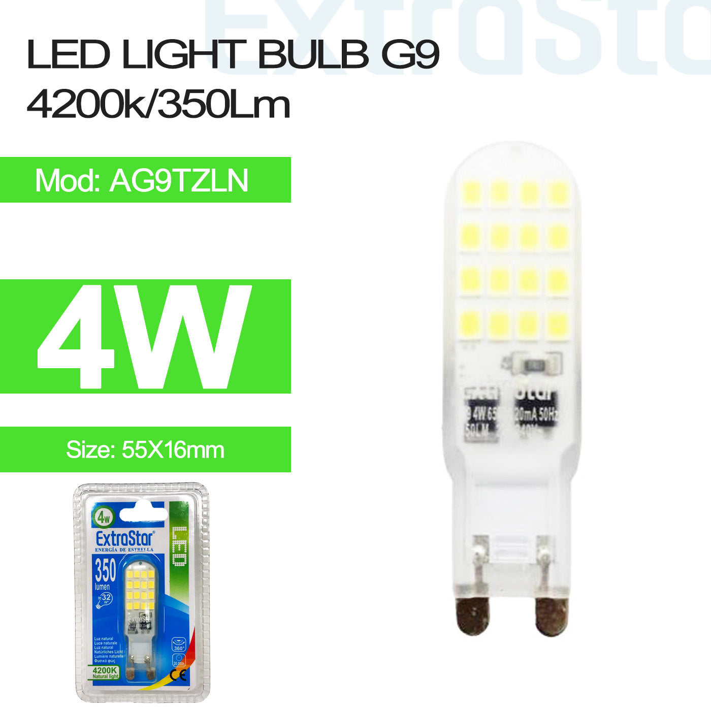 4W G9 Mini LED Bulb Natural (AG9TZLN)