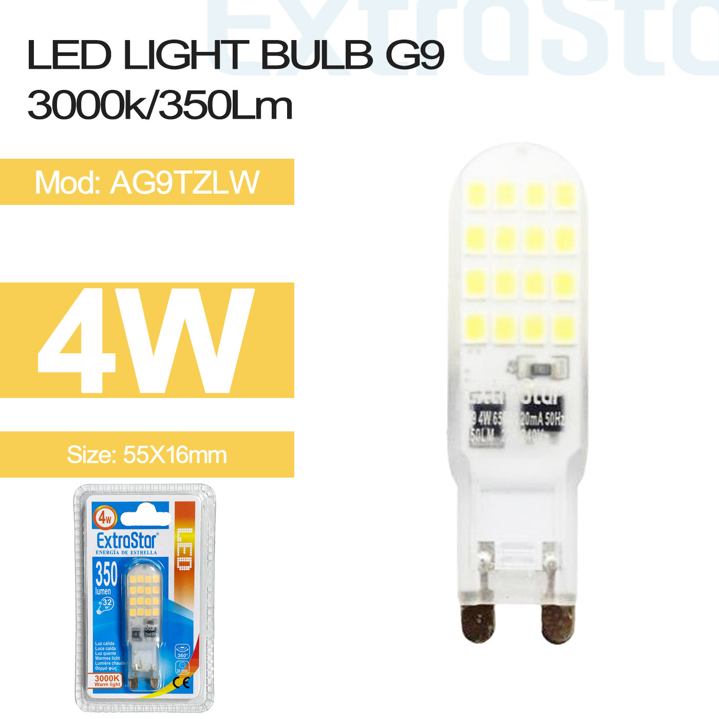 4W G9 Mini LED Bulb Warm (AG9TZLW)