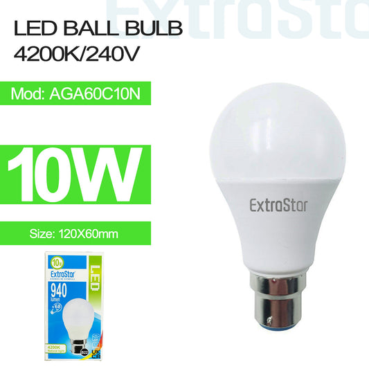 10W B22 LED GLS Light Bulb Natural (Paper Pack) (AGA60C10N)