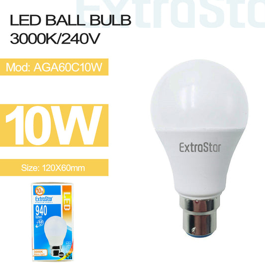 10W B22 LED GLS Light Bulb Warm (Paper Pack) (AGA60C10W)