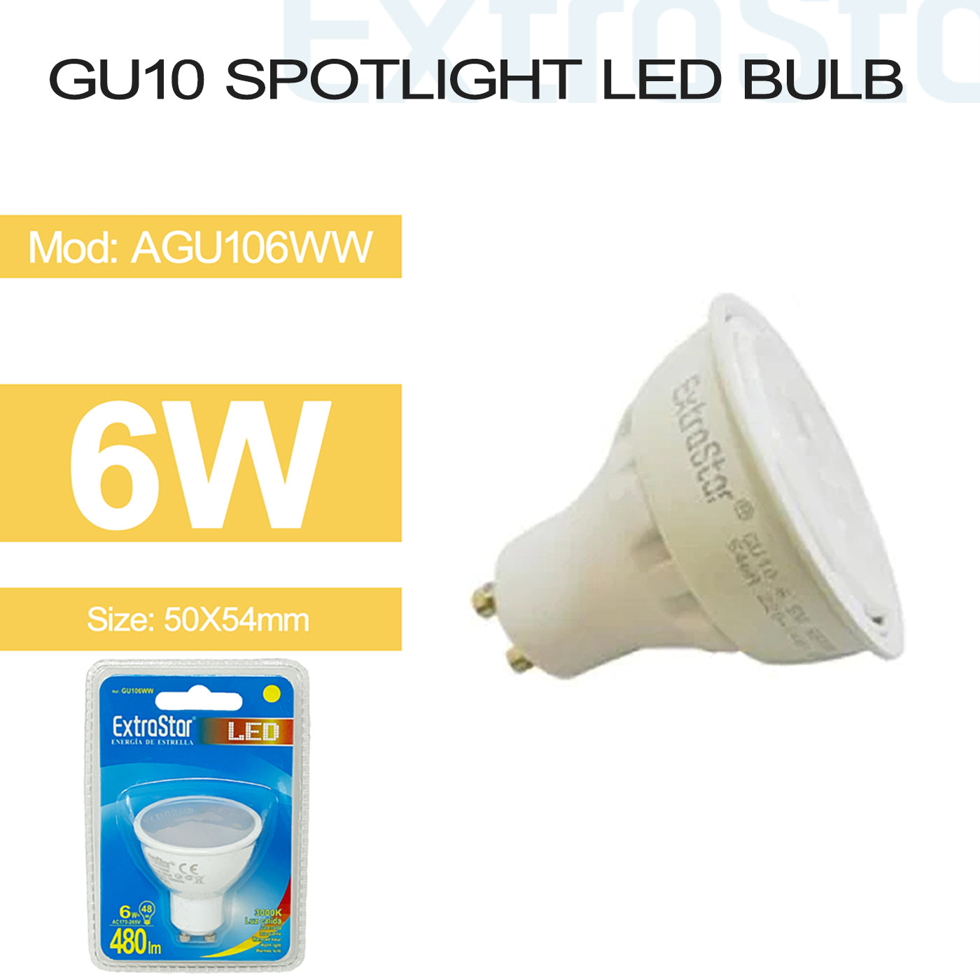 6W GU10 Spotlight LED Bulb Warm (AGU106WW)