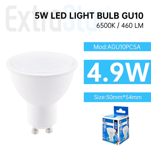 ExtraStar 5W LED Light Bulb GU10, 6500K, Paper Box, Model: AGU10PC5A