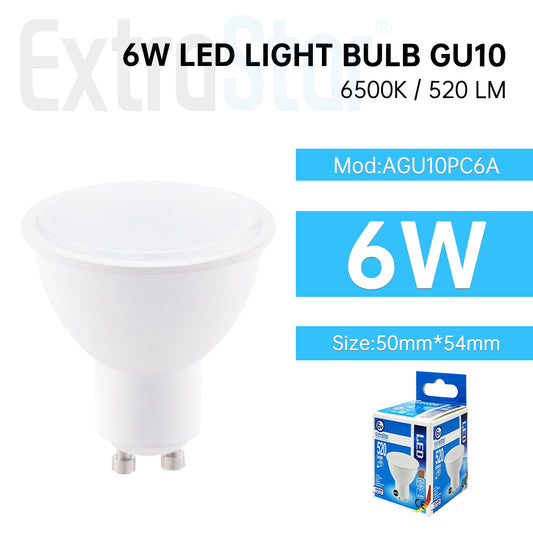 ExtraStar 6W LED Light Bulb GU10, 6500K, Paper Box, Model: AGU10PC6A