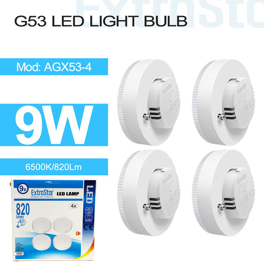 9W G53 LED Light Bulb, 6500K Pack of 4 (AGX53-4)