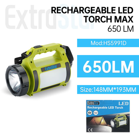Rechargeable LED Torch  Max 650 Lumen, Green (AHS5991D)