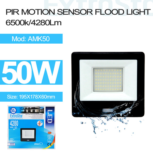 50W LED Floodlight PIR Motion Sensor, IP65, 6500K (AMK50)