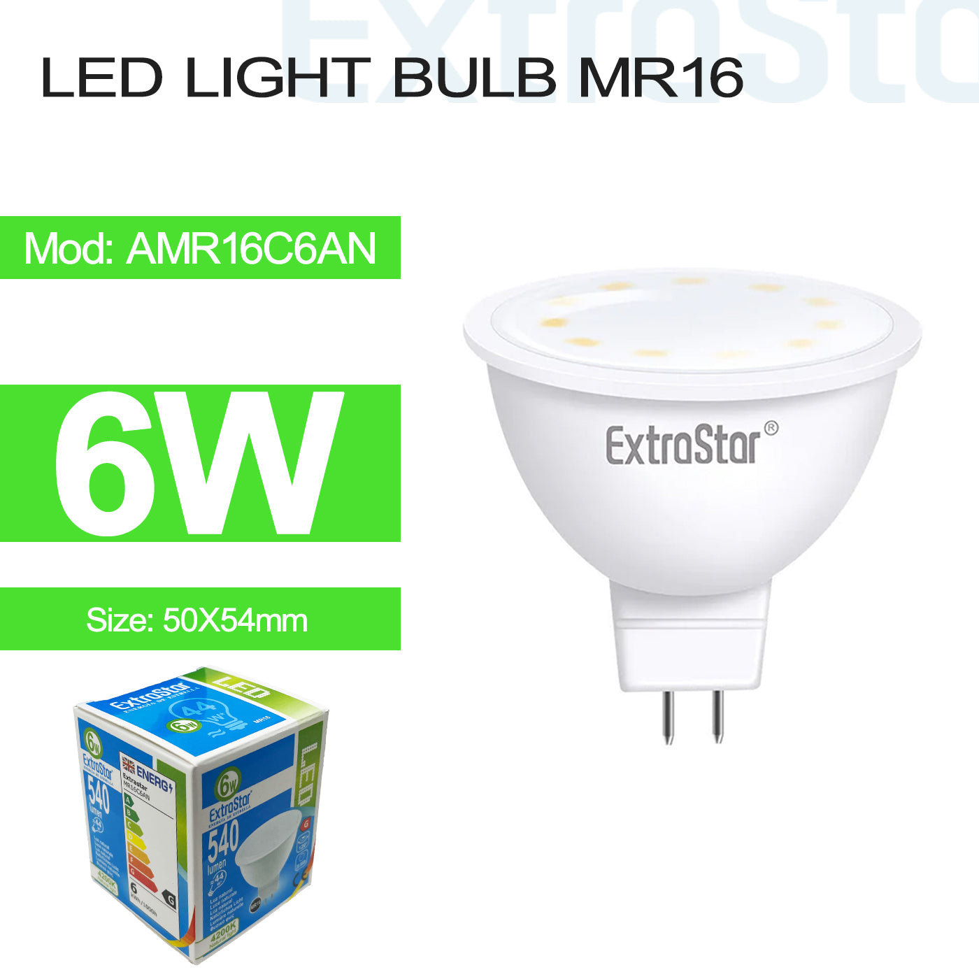 6W LED Light Bulb MR16, 4200K (AMR16C6AN)