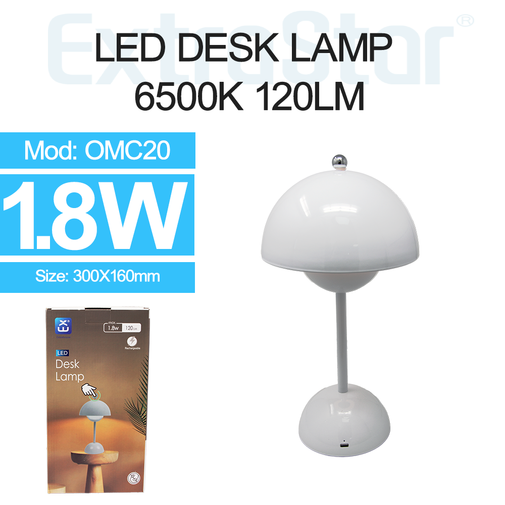 ExtraStar LED Desk Lamp Rechargeable, Flower Shape, 3 Color Change Dimmable, White, Model: AOMC20