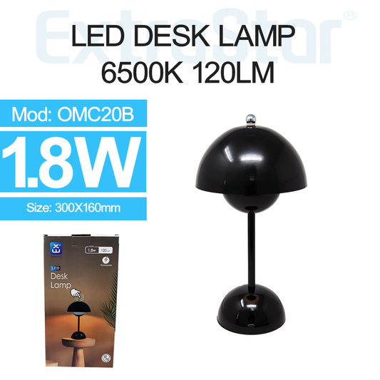 ExtraStar LED Desk Lamp Rechargeable, Flower Shape, 3 Color Change Dimmable, Black, Model: AOMC20B