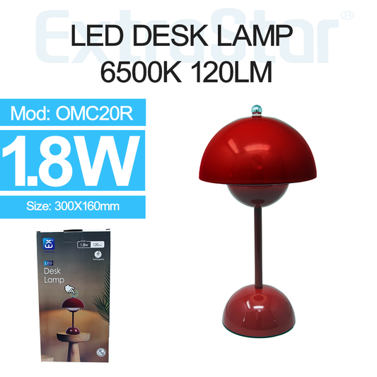 ExtraStar LED Desk Lamp Rechargeable, Flower Shape, 3 Color Change Dimmable, Red, Model: AOMC20R