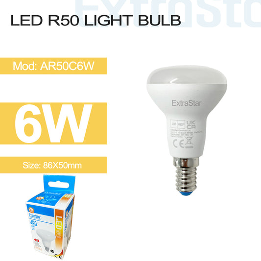 6W LED R50 Light Bulb E14, 3000K (AR50C6W)