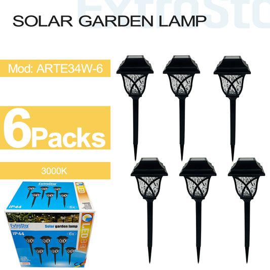 Solar Garden Lamp , 3000K, Pack of 6, IP44, water ripple design