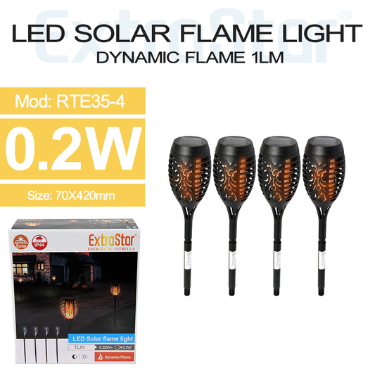 ExtraStar LED Solar Flame Light IP44, Pack of 4, Model: ARTE35-4