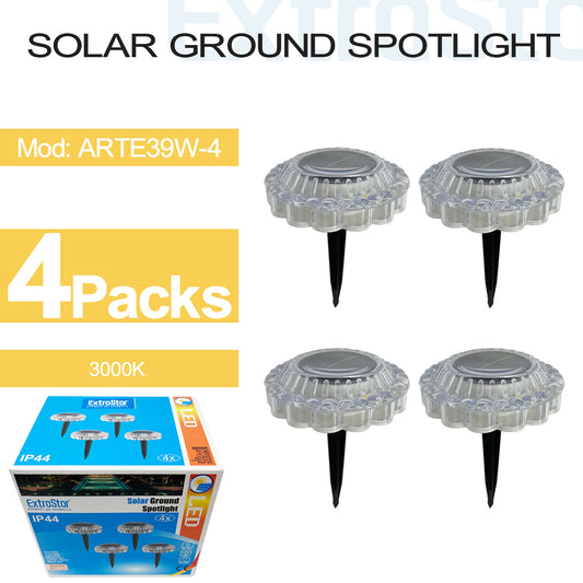 ExtraStar Solar Garden Ground Night , 3000K, Pack of 4, Model: ARTE39W-4