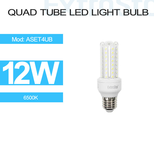 12W E27 Quad Tube LED Light Bulb Daylight (ASET4UB)