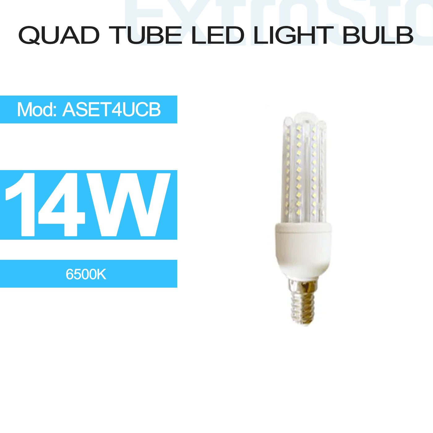 14W E14 Quad Tube LED Light Bulb Daylight (ASET4UCB)