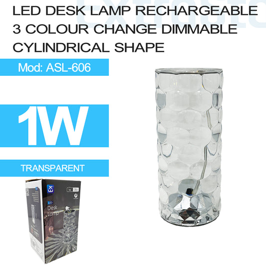 LED Desk Lamp Rechargeable, Cylindrical Shape, 3 Color Change Dimmable (ASL-606)