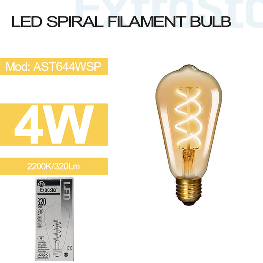 4W LED Spiral Filament Light Bulb  E27 2200K (AST644WSP)