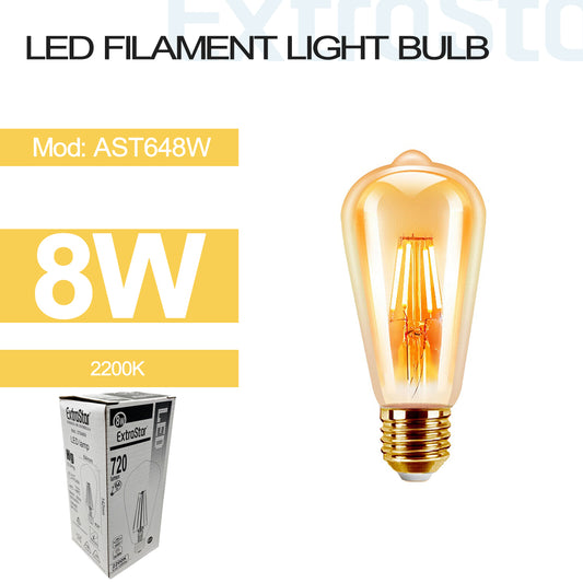 8W Filament Light Bulb E27, 2200K (AST648W)