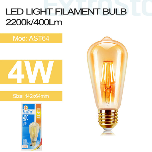 4W E27 ST64 Filament LED Light Bulb Warm (AST64)