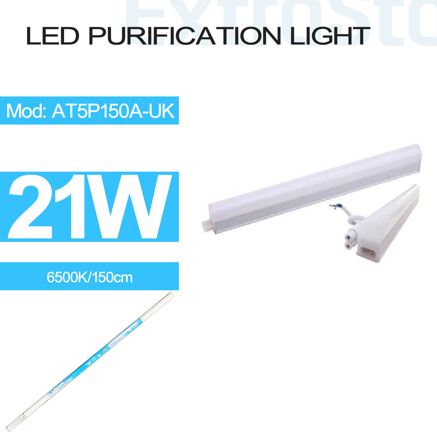 21W LED Screen Tube T5, 150cm, 2200lm, 6500K (AT5P150A-UK)